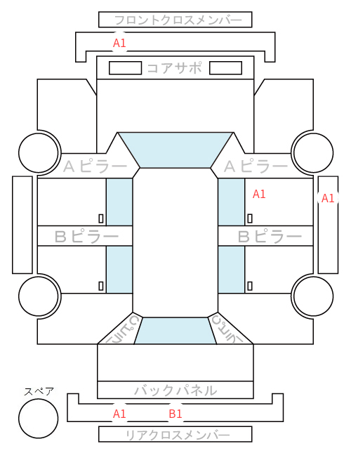 Body condition diagram (damage marks, Japanese labels)