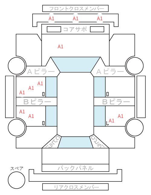 Body condition diagram (damage marks, Japanese labels)