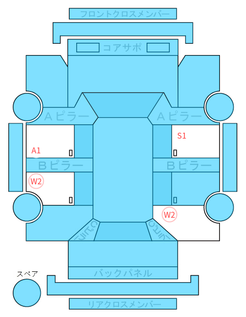 Body condition diagram (damage marks, Japanese labels)