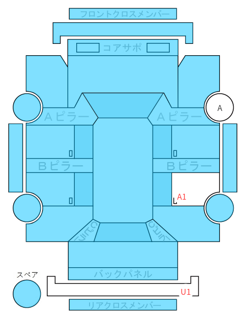 Body condition diagram (damage marks, Japanese labels)