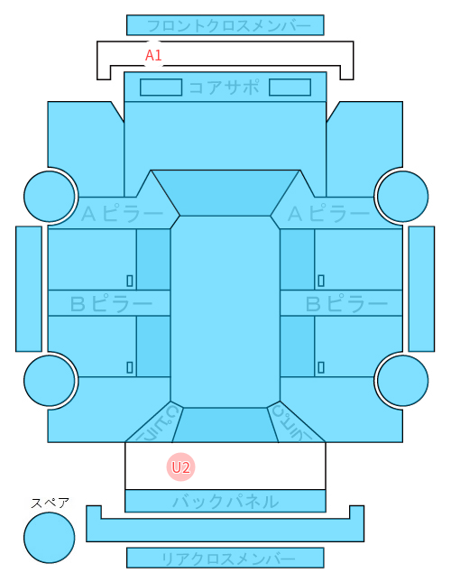 Body condition diagram (damage marks, Japanese labels)