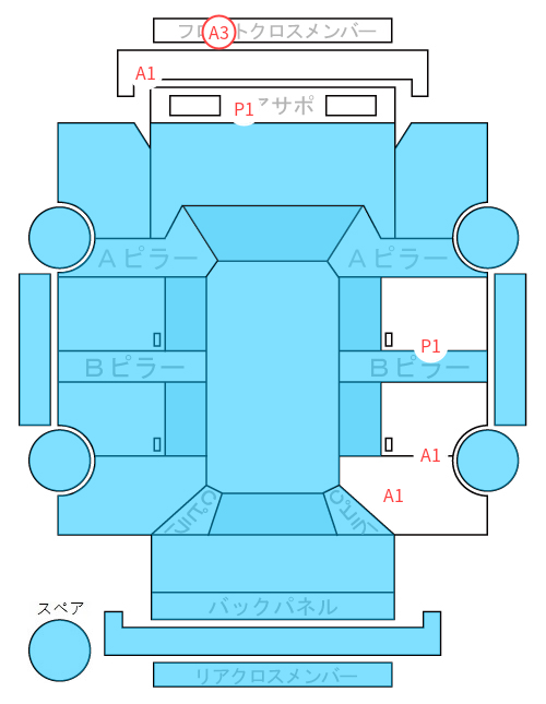 Body condition diagram (damage marks, Japanese labels)