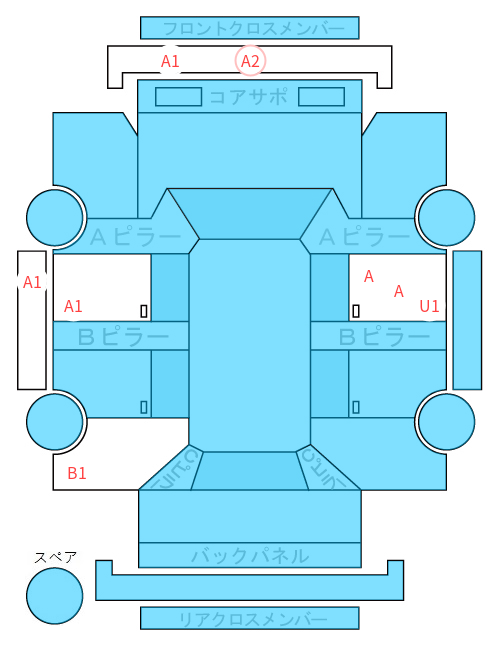 Body condition diagram (damage marks, Japanese labels)
