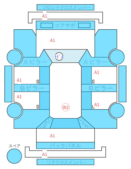 Body condition diagram (damage marks, Japanese labels)