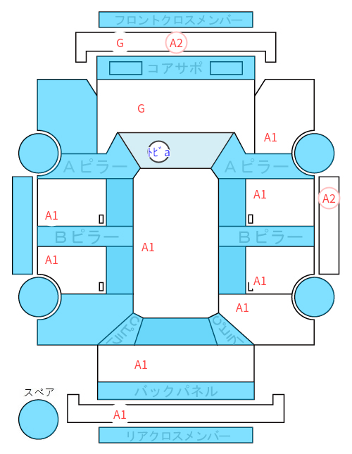 Body condition diagram (damage marks, Japanese labels)