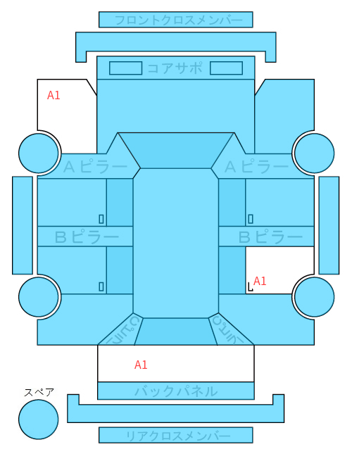 Body condition diagram (damage marks, Japanese labels)