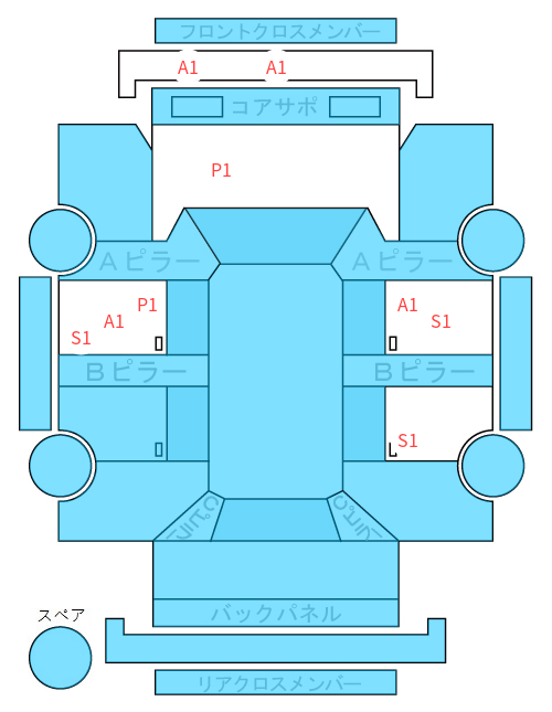 Body condition diagram (damage marks, Japanese labels)