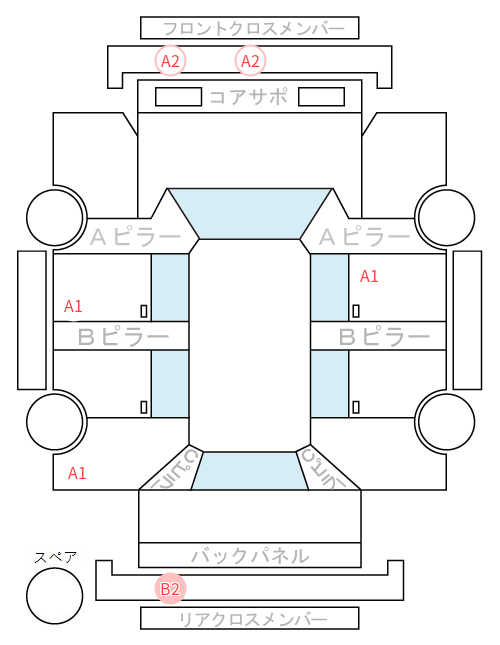 Body condition diagram (damage marks, Japanese labels)