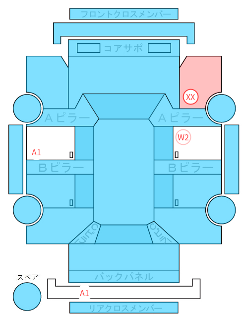 Body condition diagram (damage marks, Japanese labels)