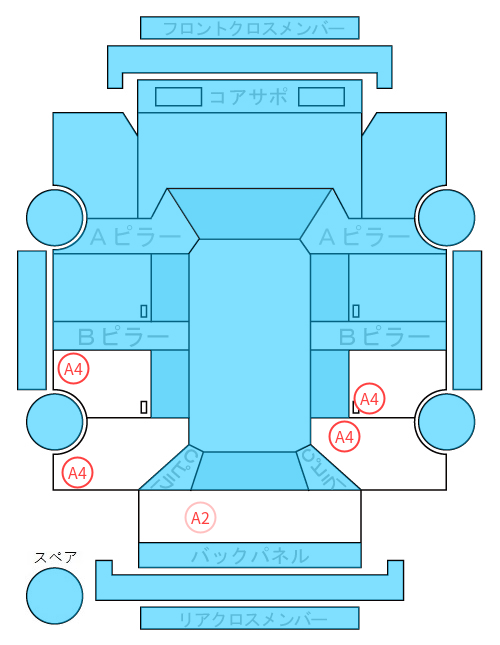 Body condition diagram (damage marks, Japanese labels)