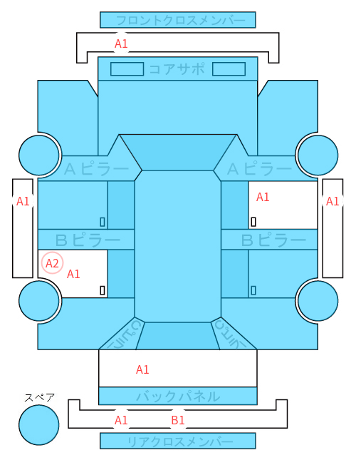 Body condition diagram (damage marks, Japanese labels)