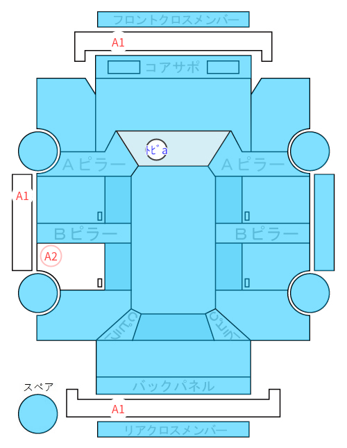 Body condition diagram (damage marks, Japanese labels)