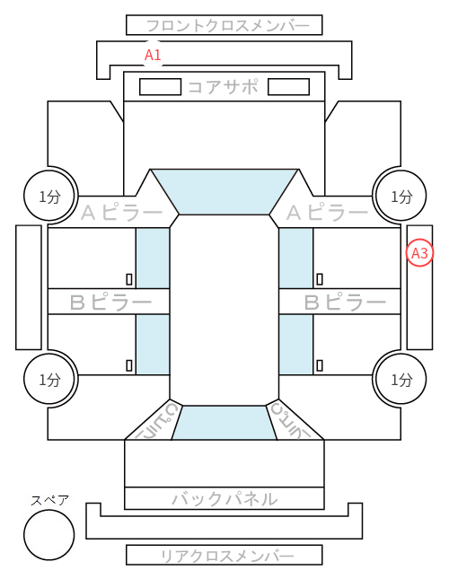 Body condition diagram (damage marks, Japanese labels)