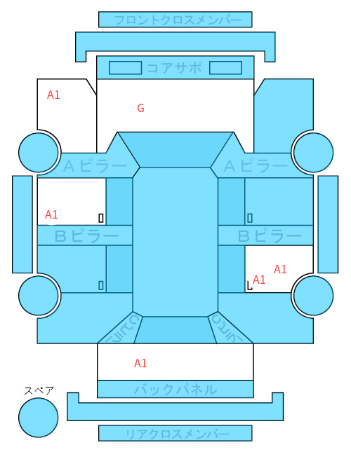 Body condition diagram (damage marks, Japanese labels)