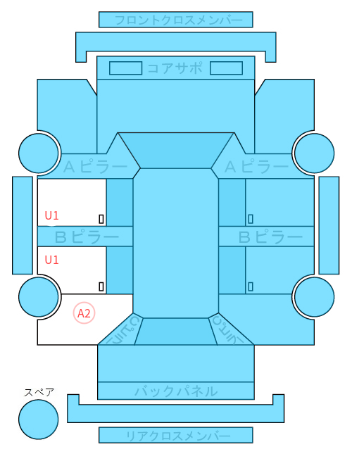 Body condition diagram (damage marks, Japanese labels)