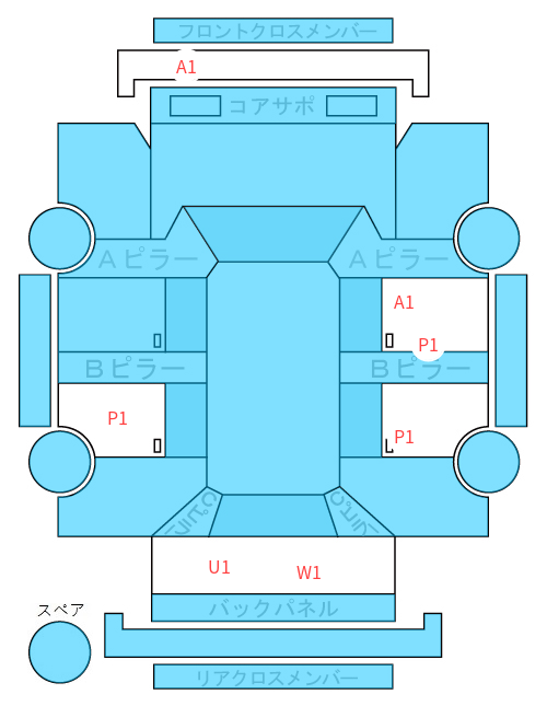 Body condition diagram (damage marks, Japanese labels)
