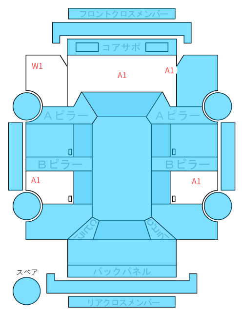 Body condition diagram (damage marks, Japanese labels)