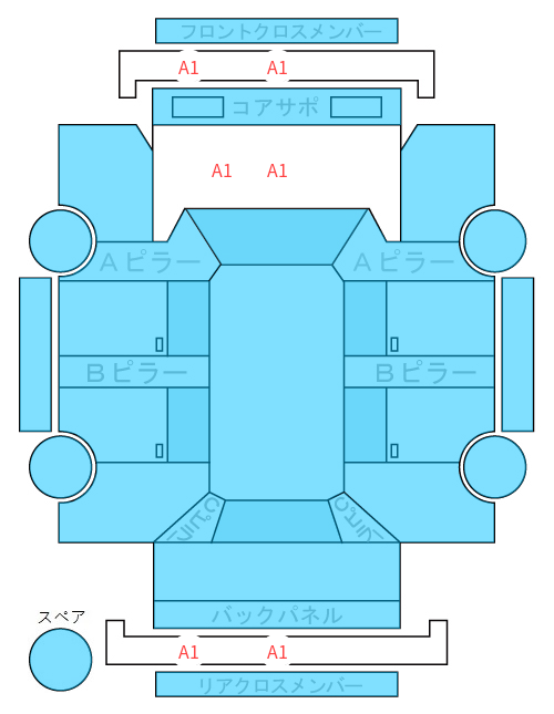 Body condition diagram (damage marks, Japanese labels)