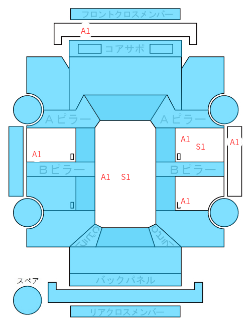 Body condition diagram (damage marks, Japanese labels)
