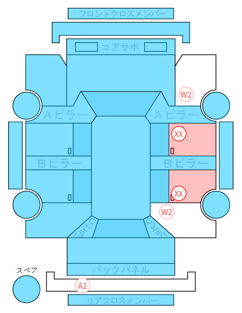 Body condition diagram (damage marks, Japanese labels)