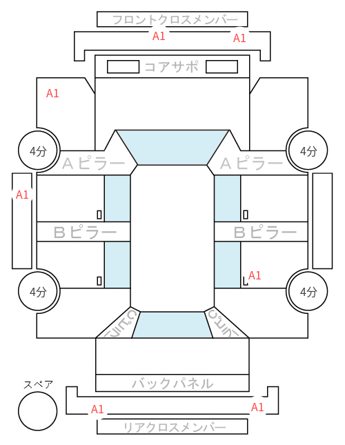 Body condition diagram (damage marks, Japanese labels)
