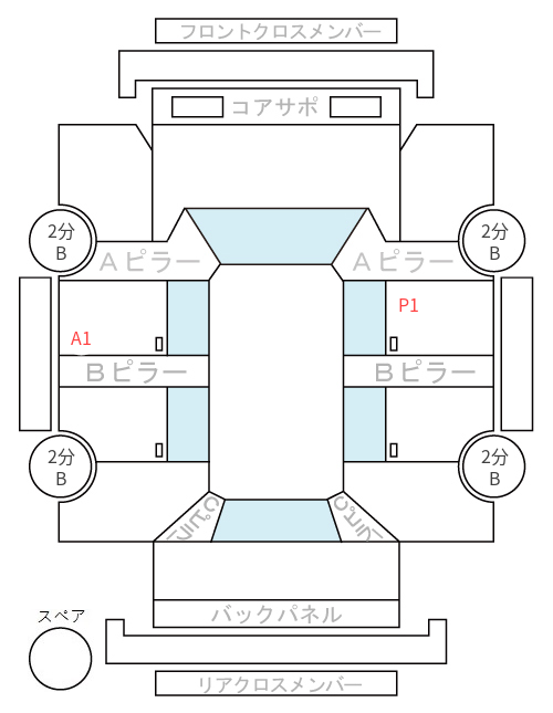 Body condition diagram (damage marks, Japanese labels)