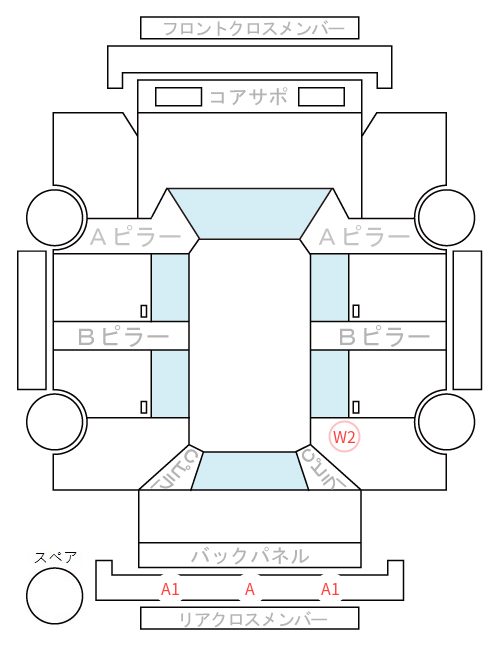 Body condition diagram (damage marks, Japanese labels)