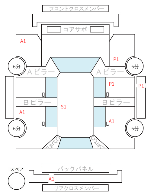 Body condition diagram (damage marks, Japanese labels)