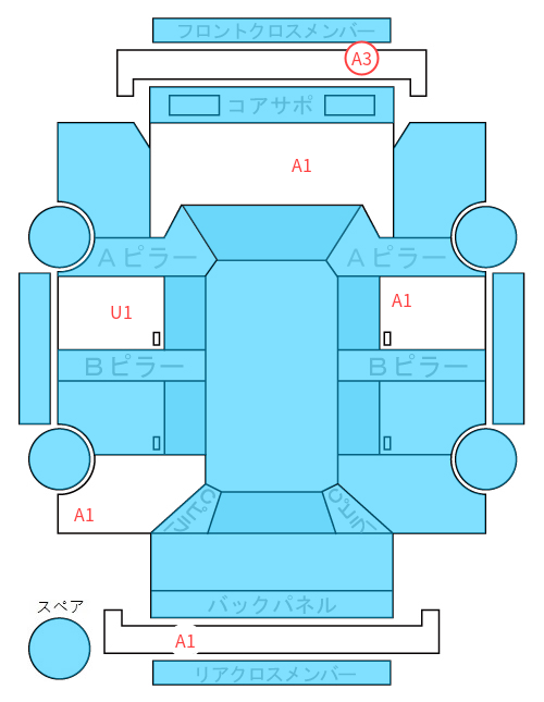 Body condition diagram (damage marks, Japanese labels)