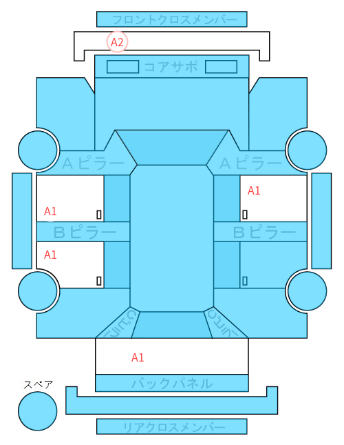 Body condition diagram (damage marks, Japanese labels)