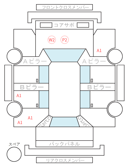 Body condition diagram (damage marks, Japanese labels)