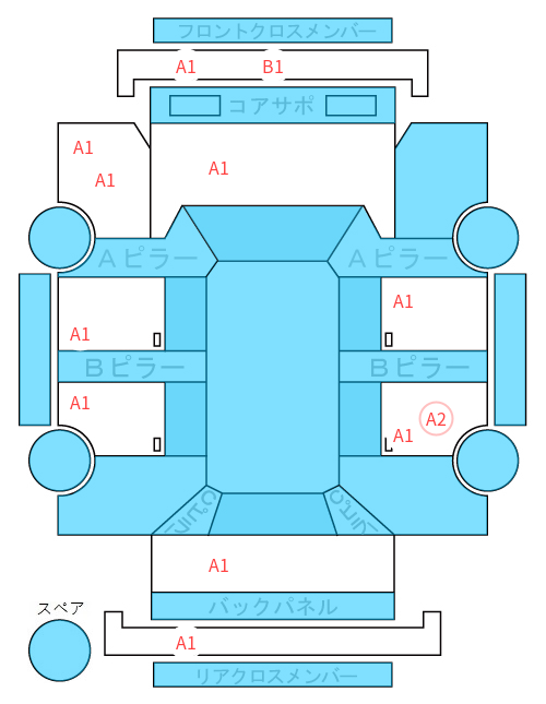 Body condition diagram (damage marks, Japanese labels)