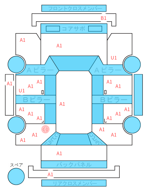 Body condition diagram (damage marks, Japanese labels)