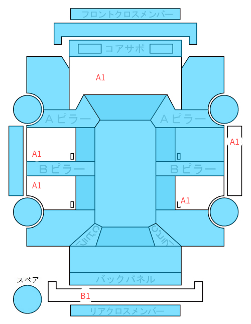 Body condition diagram (damage marks, Japanese labels)
