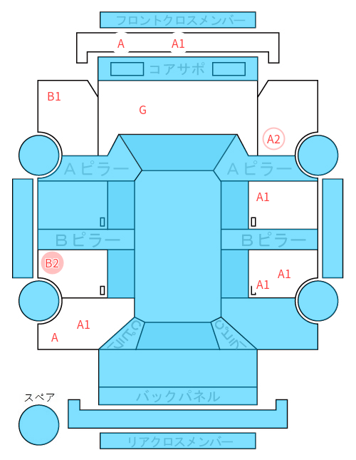 Body condition diagram (damage marks, Japanese labels)