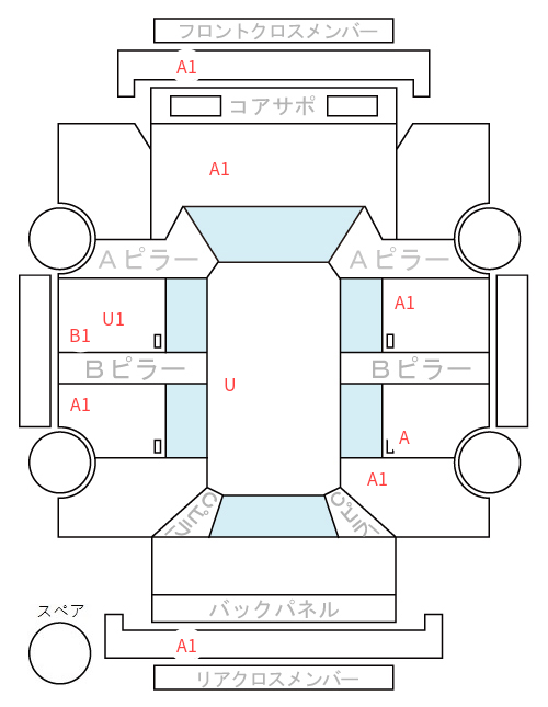 Body condition diagram (damage marks, Japanese labels)