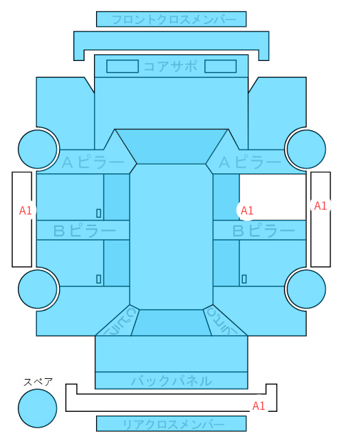 Body condition diagram (damage marks, Japanese labels)