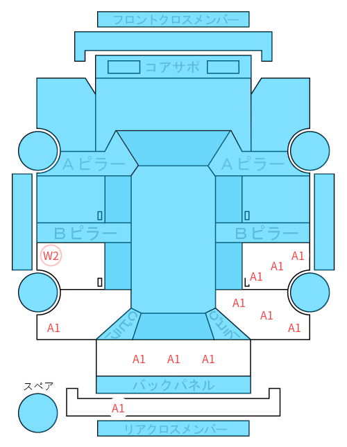 Body condition diagram (damage marks, Japanese labels)