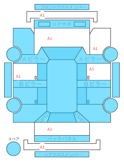 Body condition diagram (damage marks, Japanese labels)
