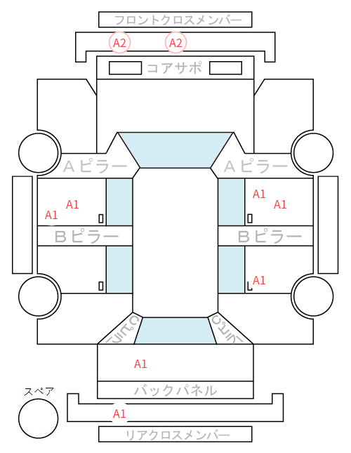 Body condition diagram (damage marks, Japanese labels)