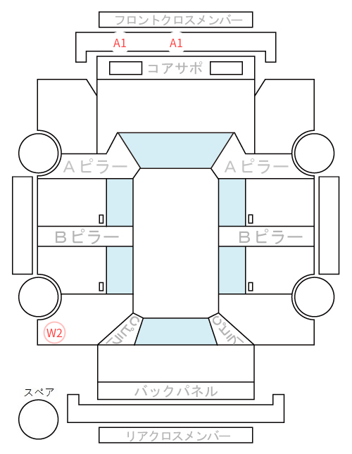 Body condition diagram (damage marks, Japanese labels)