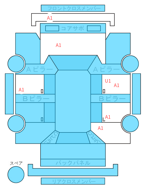 Body condition diagram (damage marks, Japanese labels)