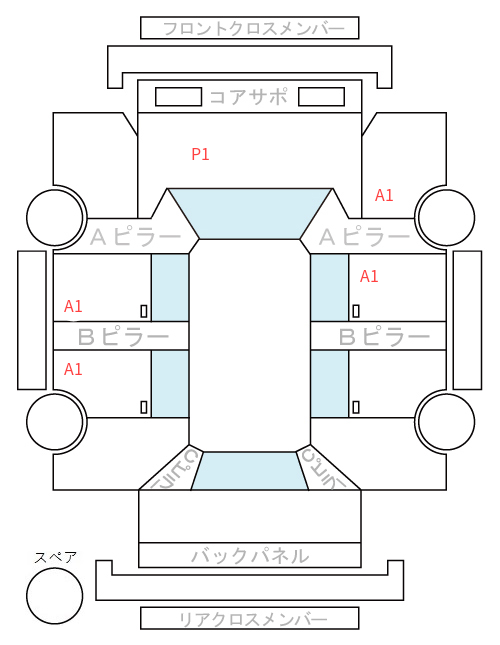Body condition diagram (damage marks, Japanese labels)