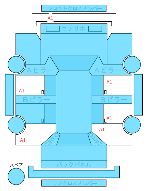 Body condition diagram (damage marks, Japanese labels)