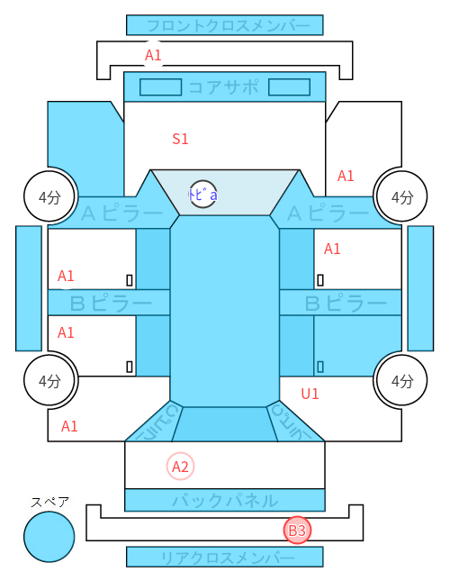 Body condition diagram (damage marks, Japanese labels)