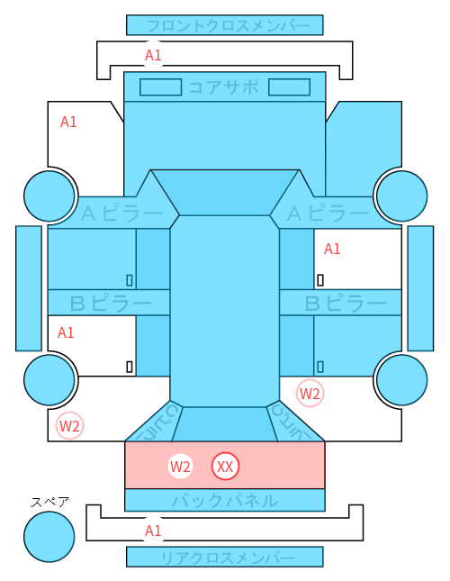 Body condition diagram (damage marks, Japanese labels)