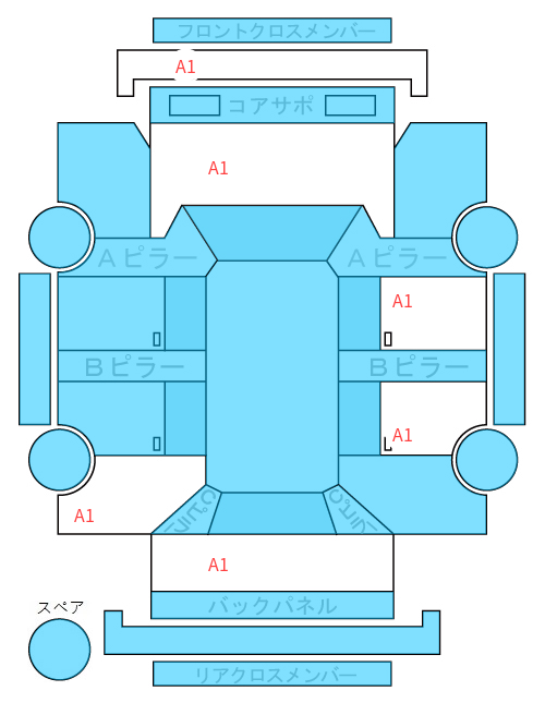 Body condition diagram (damage marks, Japanese labels)
