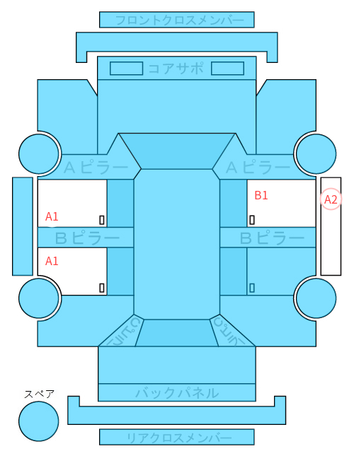 Body condition diagram (damage marks, Japanese labels)