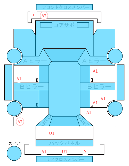 Body condition diagram (damage marks, Japanese labels)