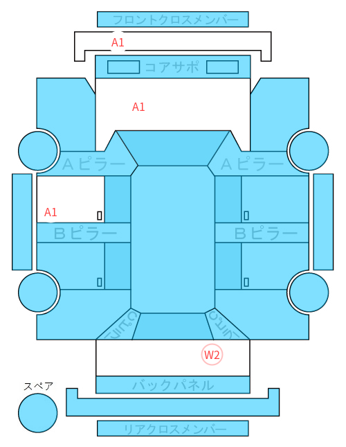 Body condition diagram (damage marks, Japanese labels)
